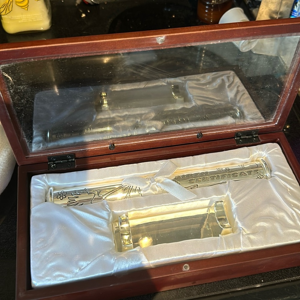 Birth certificate holder and stand GIFT ITEM